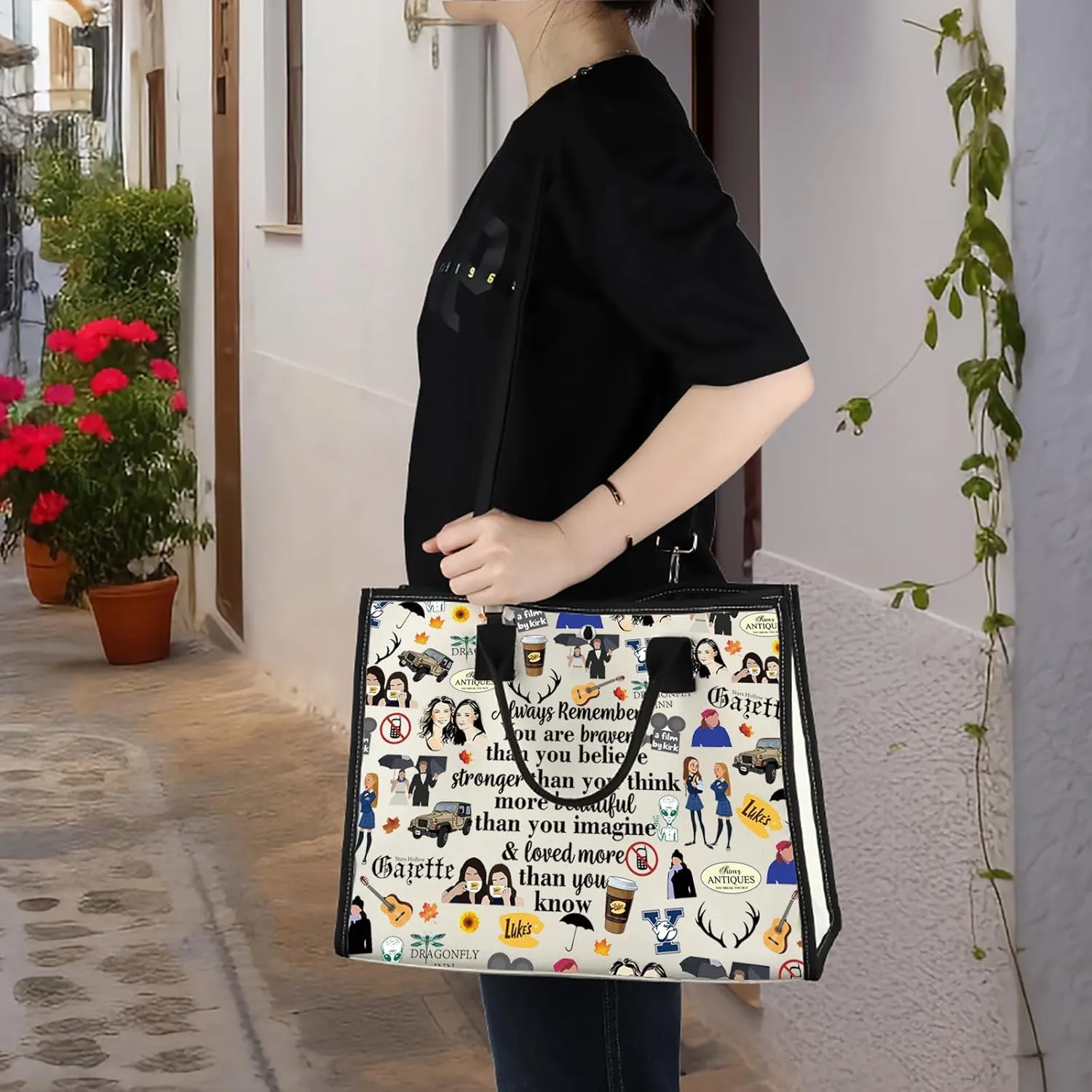 WZMPA Luke's Diner Cosmetic Bag Coffee Inspired Gift You Are Braver Stronger Smarter Luke's Diner Makeup Zipper Pouch Bag (Always Gil BG)