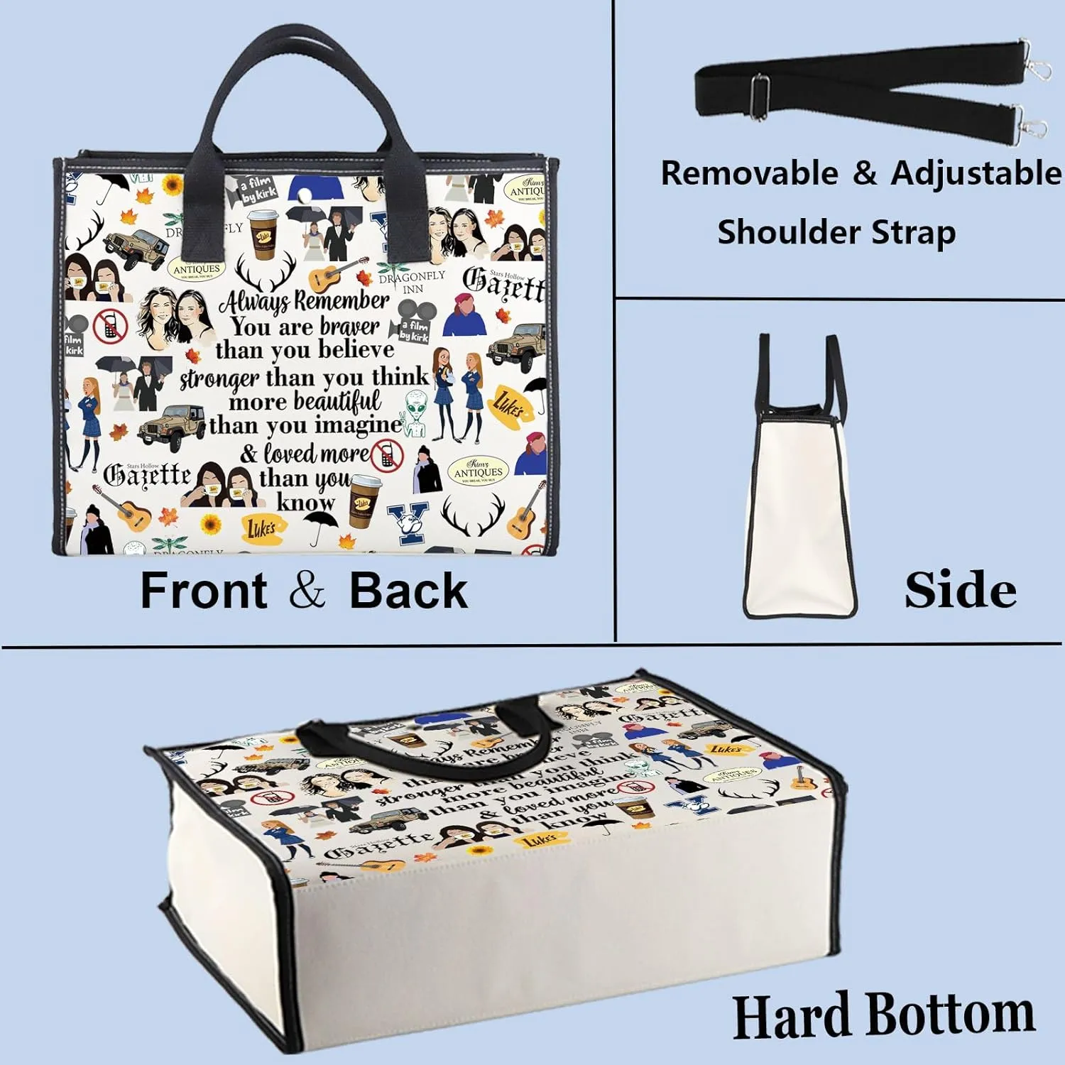 WZMPA Luke's Diner Cosmetic Bag Coffee Inspired Gift You Are Braver Stronger Smarter Luke's Diner Makeup Zipper Pouch Bag (Always Gil BG)