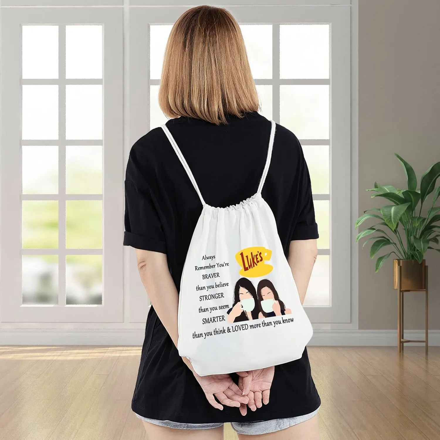 WZMPA Luke's Diner Cosmetic Bag Coffee Inspired Gift You Are Braver Stronger Smarter Than You Think Luke's Diner Makeup Zipper Pouch Bag (Always Gil BP)
