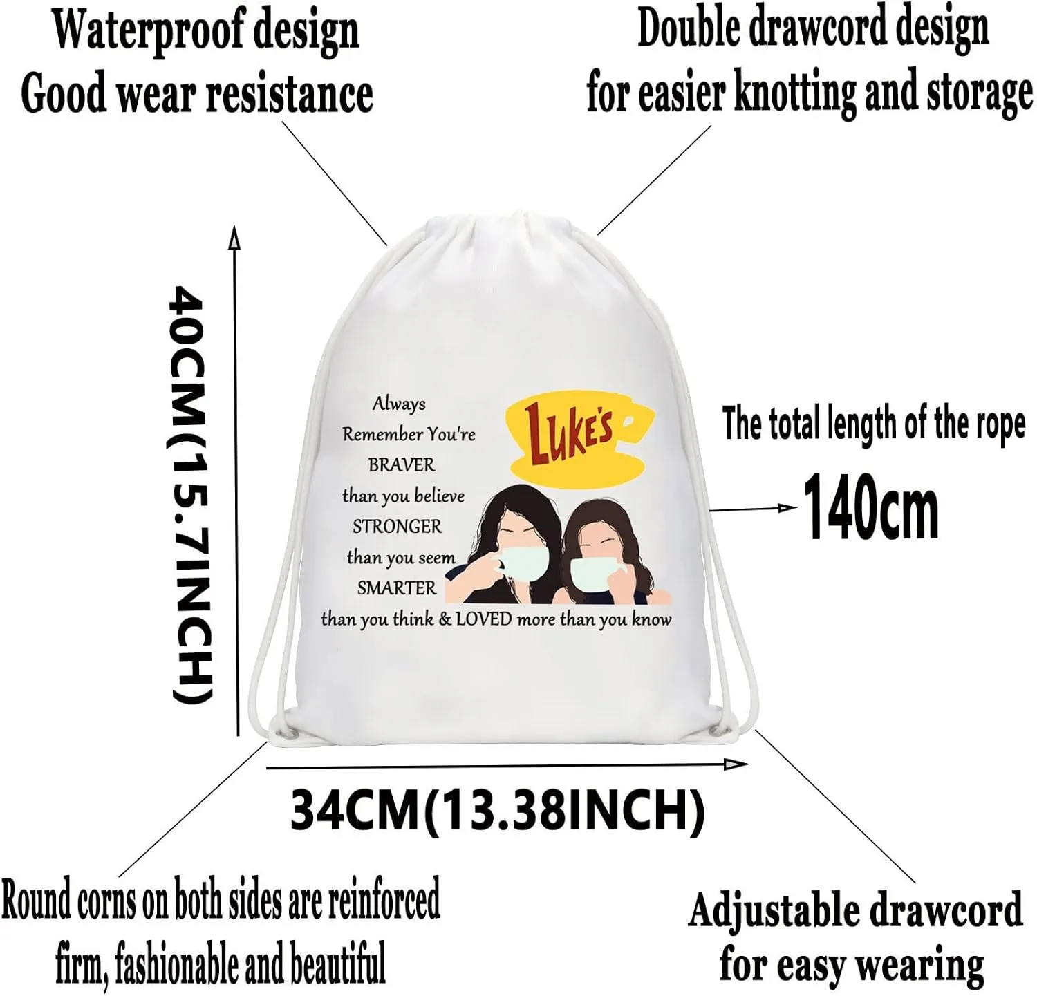 WZMPA Luke's Diner Cosmetic Bag Coffee Inspired Gift You Are Braver Stronger Smarter Than You Think Luke's Diner Makeup Zipper Pouch Bag (Always Gil BP)