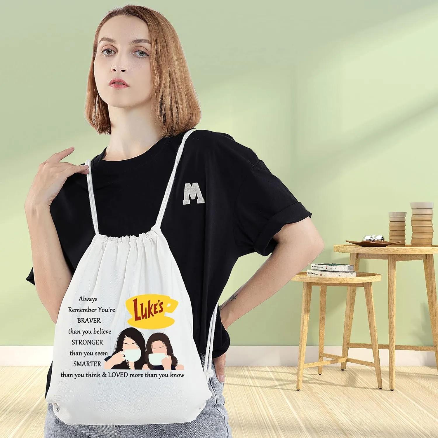 WZMPA Luke's Diner Cosmetic Bag Coffee Inspired Gift You Are Braver Stronger Smarter Than You Think Luke's Diner Makeup Zipper Pouch Bag (Always Gil BP)