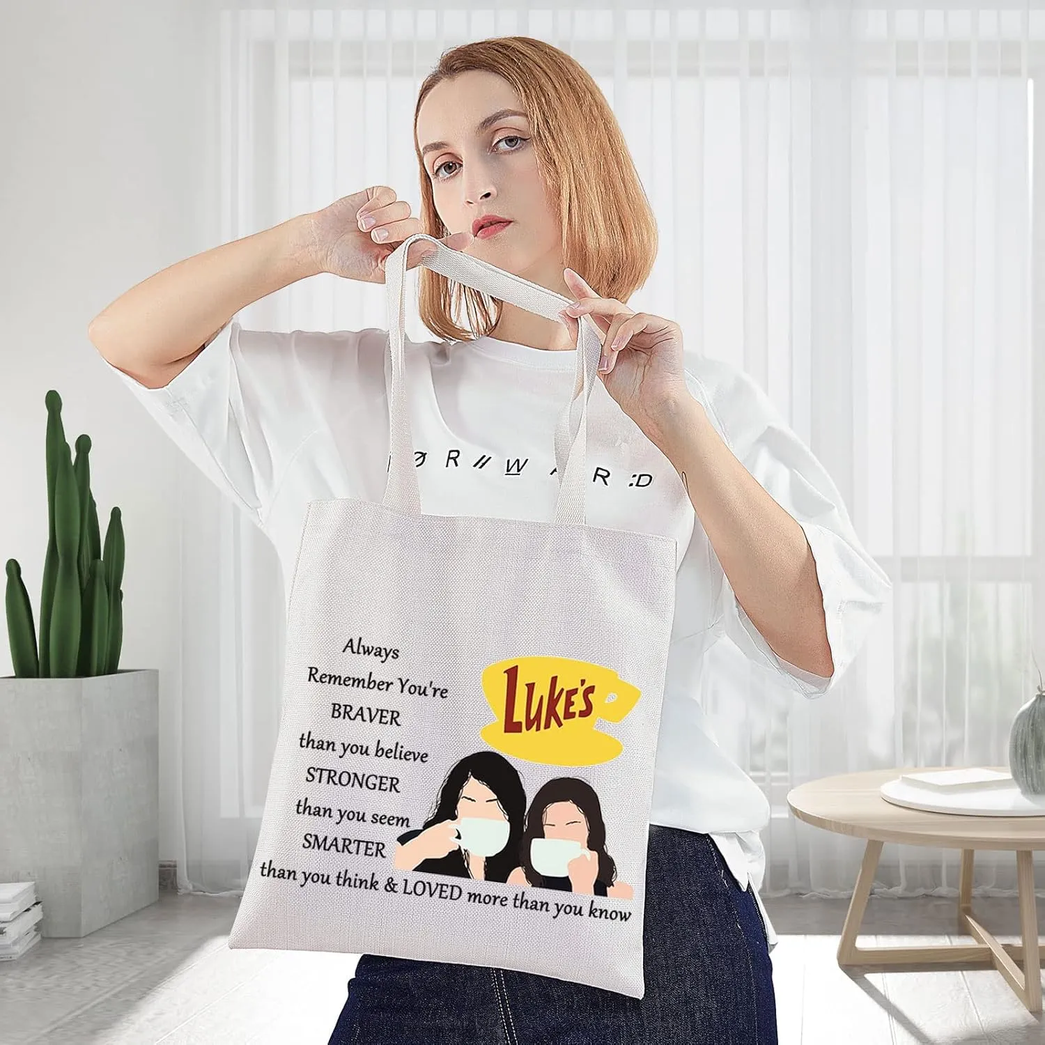 WZMPA Luke's Diner Cosmetic Bag Coffee Inspired Gift You Are Braver Stronger Smarter Than You Think Luke's Diner Makeup Zipper Pouch Bag (Always Gil TG)