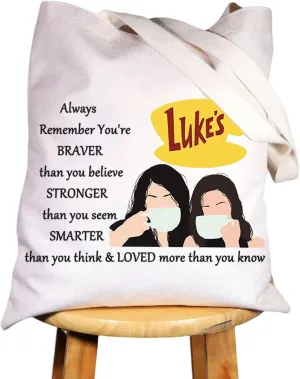 WZMPA Luke's Diner Cosmetic Bag Coffee Inspired Gift You Are Braver Stronger Smarter Than You Think Luke's Diner Makeup Zipper Pouch Bag (Always Gil TG)