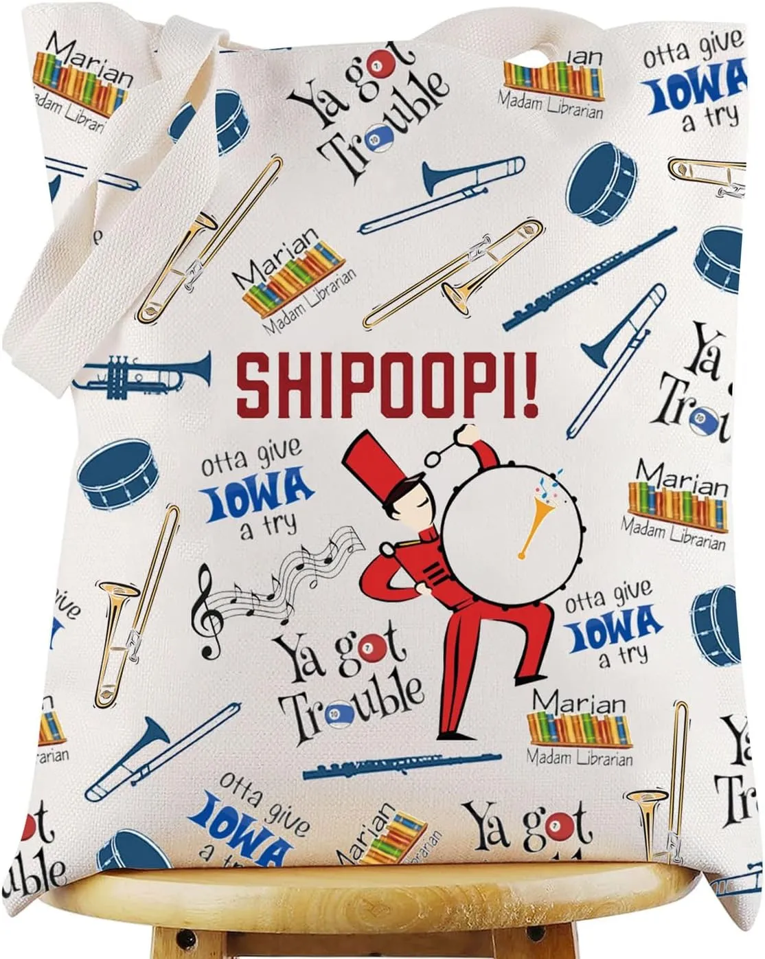 WZMPA Man Musical Cosmetic Bag Marian Paroo & Harold Hill Fans Gift Shipoopi Musical Makeup Zipper Pouch Bag Man Musical Merch (SHIPOOPI TG)