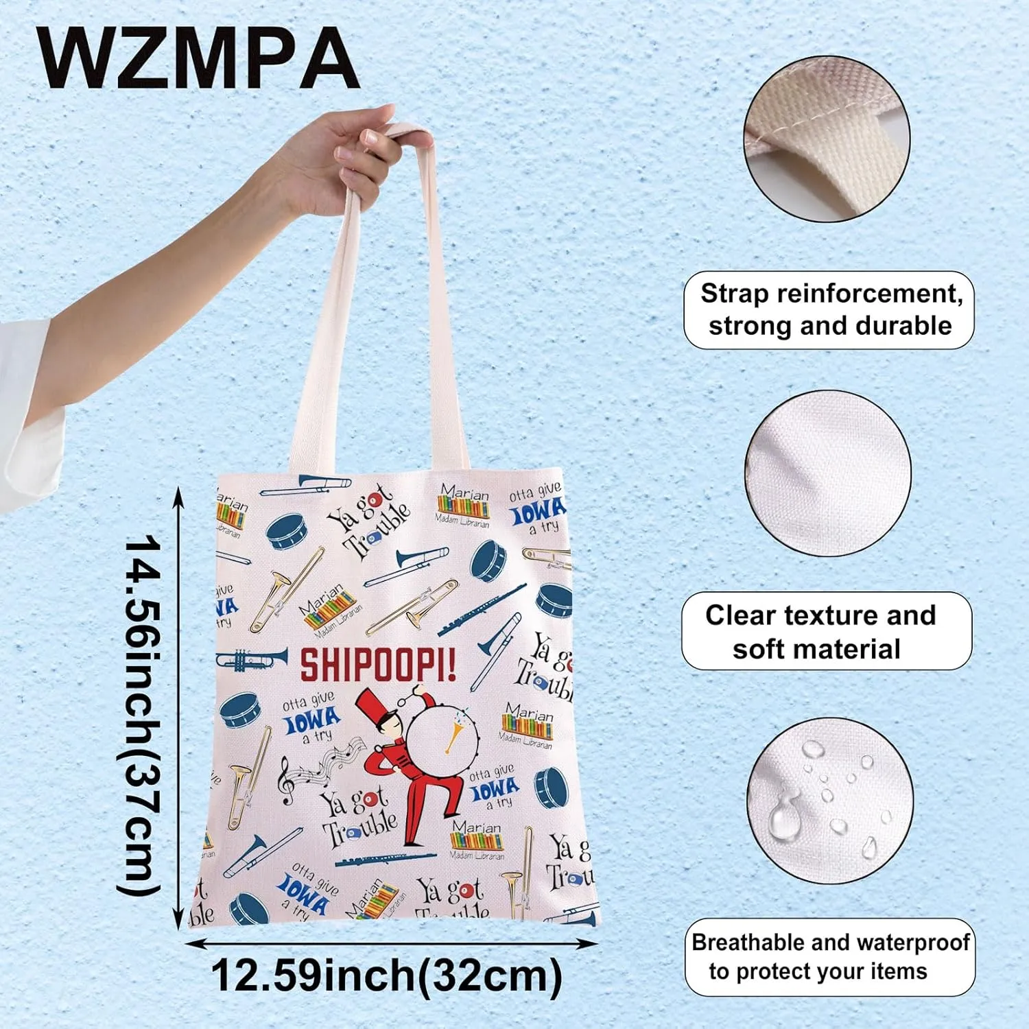 WZMPA Man Musical Cosmetic Bag Marian Paroo & Harold Hill Fans Gift Shipoopi Musical Makeup Zipper Pouch Bag Man Musical Merch (SHIPOOPI TG)