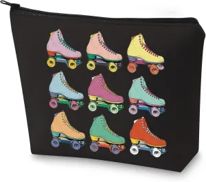WZMPA Roller Skater Cosmetic Makeup Bag Roller Skating Lover Gifts Roller Girl Gift Roller Skate Sport Zipper Pouch Bag For Women Girls (Roller Skater BL)