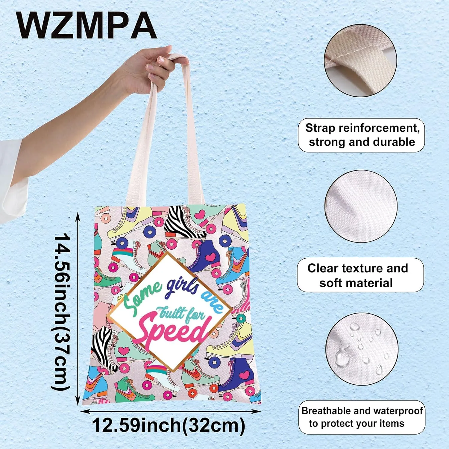 WZMPA Roller Skater Makeup Bag Roller Skating Lover Gifts Some Gil Are Built For Speed Zipper Bag Roller Skate Sport Gift