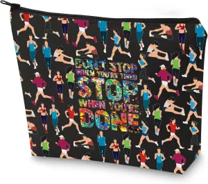 WZMPA Runner Cosmetic Makeup Bag Running Lover Gifts Don't Stop When You Are Tired Stop When You're Done Zipper Pouch Bag For Running Team (Stop When Done Bl)