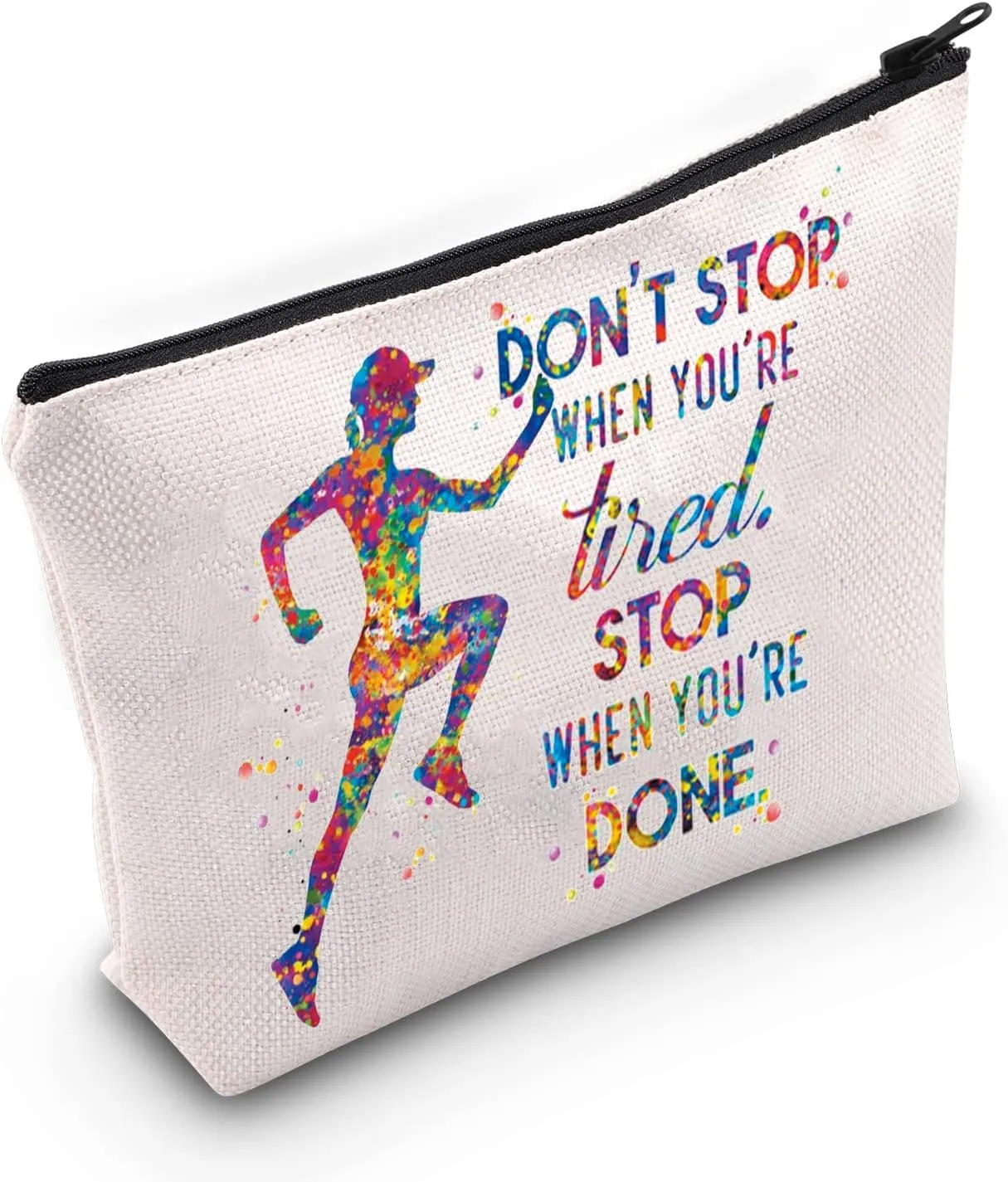 WZMPA Runner Cosmetic Makeup Bag Running Lover Gifts Don't Stop When You Are Tired Stop When You're Done Zipper Pouch Bag For Running Team (Stop When Done)