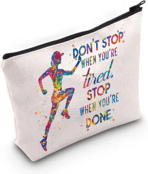 WZMPA Runner Cosmetic Makeup Bag Running Lover Gifts Don't Stop When You Are Tired Stop When You're Done Zipper Pouch Bag For Running Team (Stop When Done)