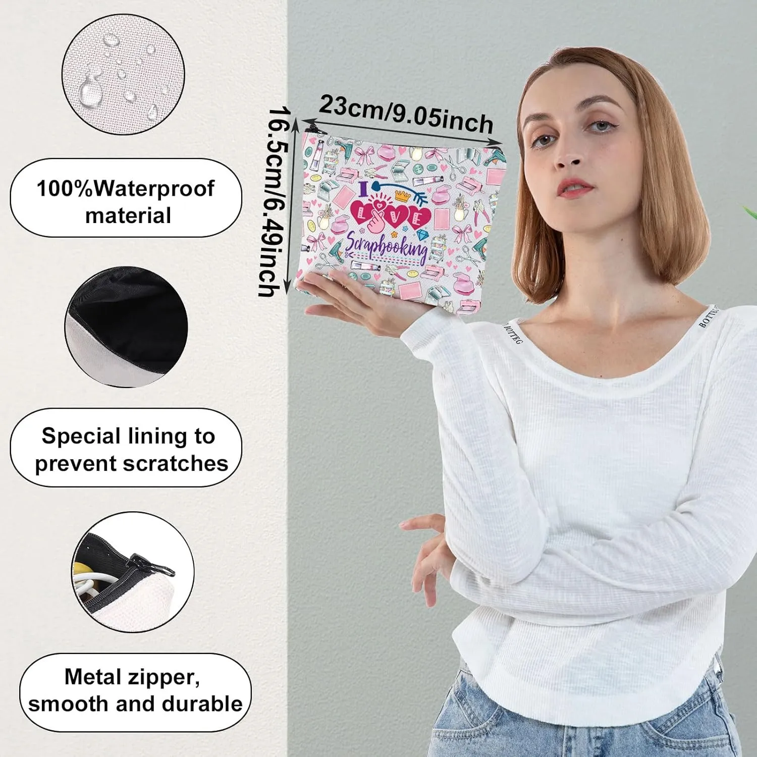 WZMPA Scrapbook Lover Cosmetic Makeup Bag Scrapbook Fan Gift I Love Scrapbooking Zipper Pouch Bag For Women Girls (Scrapbooking F)