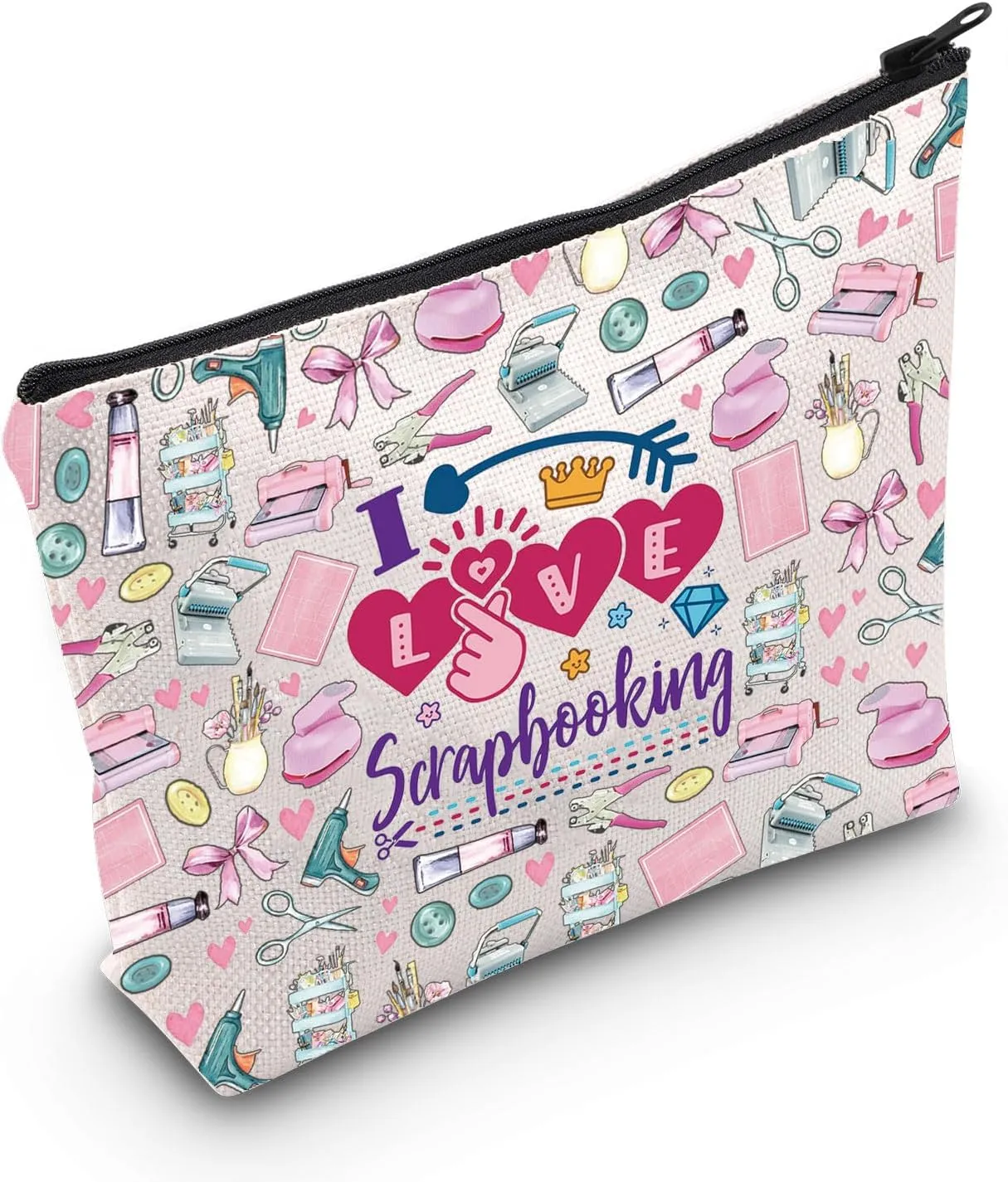 WZMPA Scrapbook Lover Cosmetic Makeup Bag Scrapbook Fan Gift I Love Scrapbooking Zipper Pouch Bag For Women Girls (Scrapbooking F)