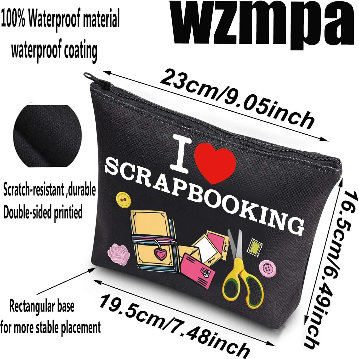 WZMPA Scrapbook Lovers Cosmetic Makeup Bag Scrapbook Fan Gift I Love Scrapbooking Zipper Pouch Bag For Women Girls (Scrapbooking BL)