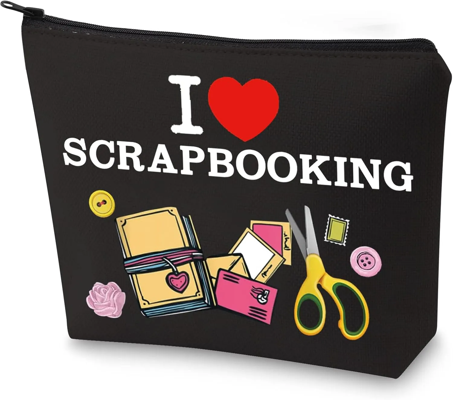 WZMPA Scrapbook Lovers Cosmetic Makeup Bag Scrapbook Fan Gift I Love Scrapbooking Zipper Pouch Bag For Women Girls (Scrapbooking BL)