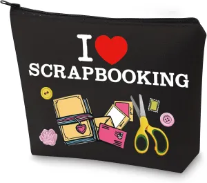 WZMPA Scrapbook Lovers Cosmetic Makeup Bag Scrapbook Fan Gift I Love Scrapbooking Zipper Pouch Bag For Women Girls (Scrapbooking BL)