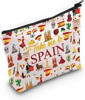 WZMPA Spain Travel Cosmetic Bag Spanish Souvenir Gift Take Me To Spain Zipper Pouch Bag Spain Vacation Gift (Take Spain)