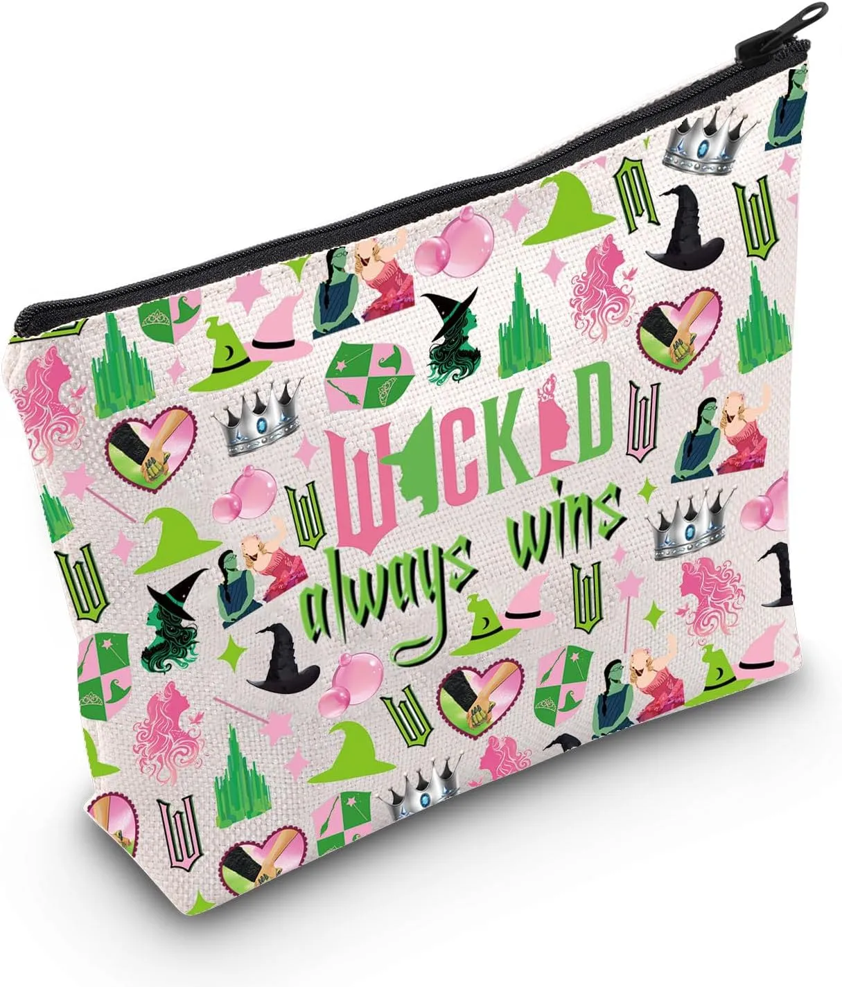 WZMPA Wick Musical Makeup Bag Elphaba & Glinda Fans Gift Wick Always Wins Travel Pouch Bag Elphaba & Glinda Merch (Wick Always Wins)
