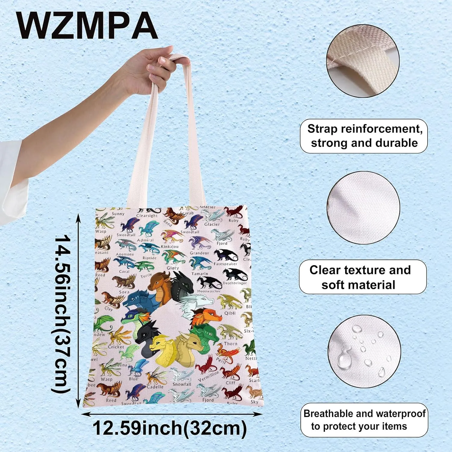 WZMPA Wings Dragon Darkstalker Makeup Bag Wings Dragon Novel Inspired Gift Dragon Tribes Zipper Pouch Bag Dragon Bookish Gift (Wings Dragon TG)