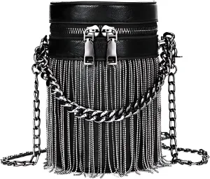 Y2K Punk Bag Tassel Totes Gothic Fringe Bag Women Shoulder Funky Bags Sourpuss Rock Fashion Crossbody Handbag