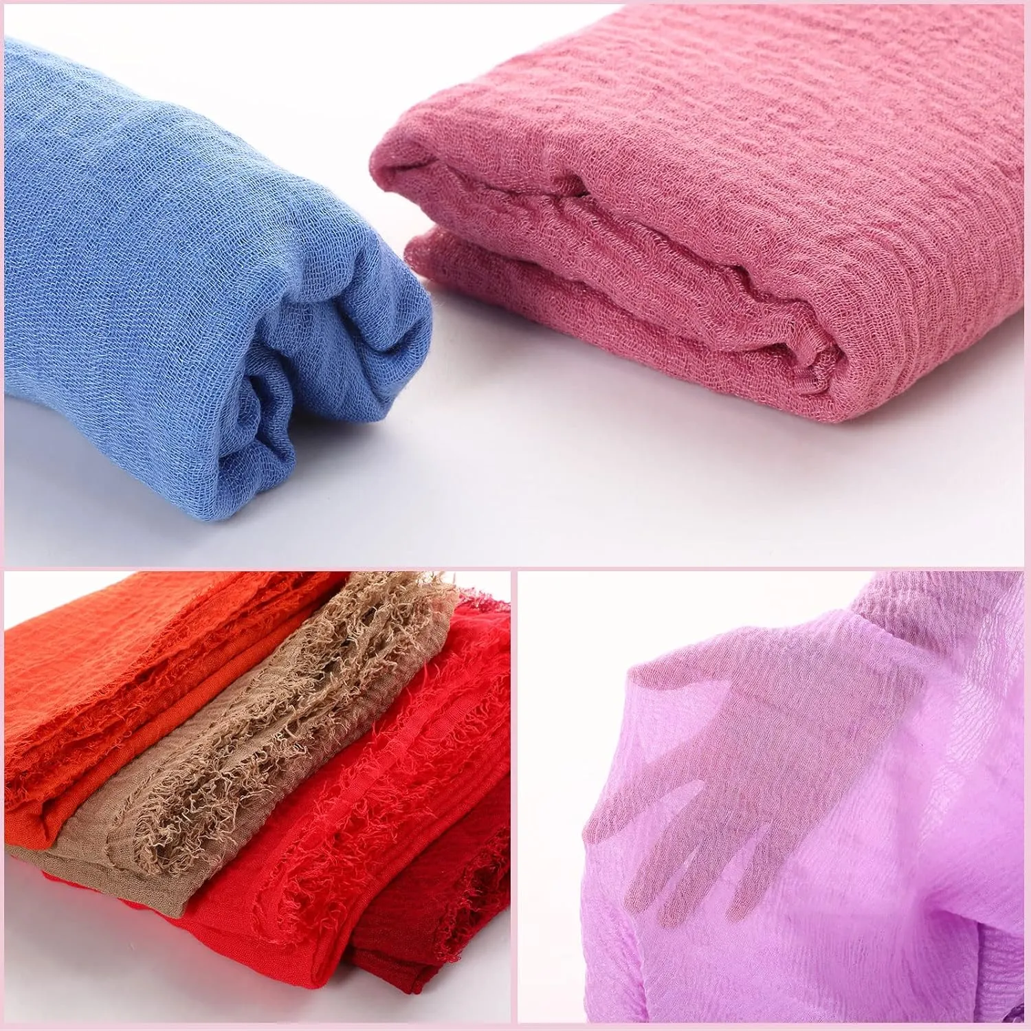 Yahenda 18 Picees Women Scarfs Shawl Hijab Soft Cotton Hemp Long Scarf Head Wraps for Women, 27 x 69 Inches