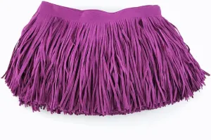 Yalulu 2 Meter Double Side Leather Suede Tassel Fringe Trims, Faux Leather Tassel Trims Ribbon DIY Sewing Craft Garment Hem Accessories (Purple)