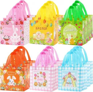 YANGTE Easter Gift Bags 36pack- Easter Baskets Non-Woven Gift Bags for Kids with Handle Spring Party Supplies Open Size 8.2 x 5.8 x 8.2 in