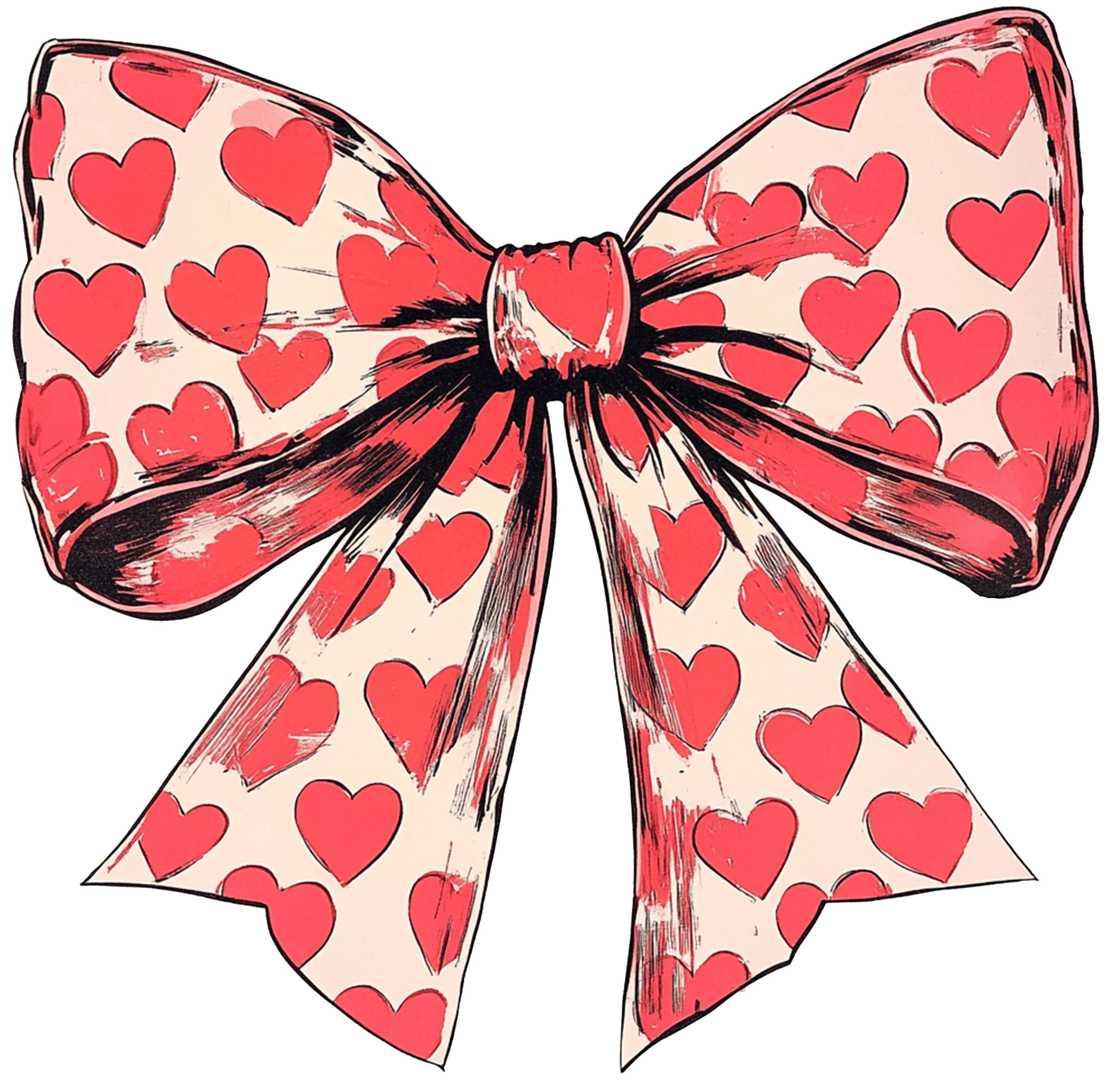 Yellow And Pink Heart Bow DTF (direct-to-film) Transfer