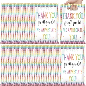 Yinder 50 Pcs We Appreciate You Gifts Bags Bulk Thank You Plastic Goody Bags with Handles Employee Staff Pastor Volunteer Appreciation Week Treat Bags for Employee Teacher Appreciation Decorations