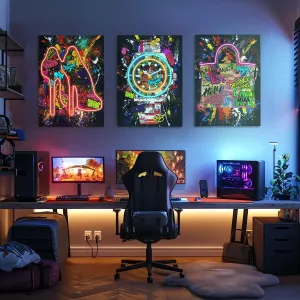 YXIMOX 12" x 16" Unframed Graffiti Art Set - Watch, High Heels & Handbag - Modern Abstract Wall Decor, Vibrant Colors, Trendy Home Decoration, Stylish Canvas Prints for Living Room, Bedroom & Office
