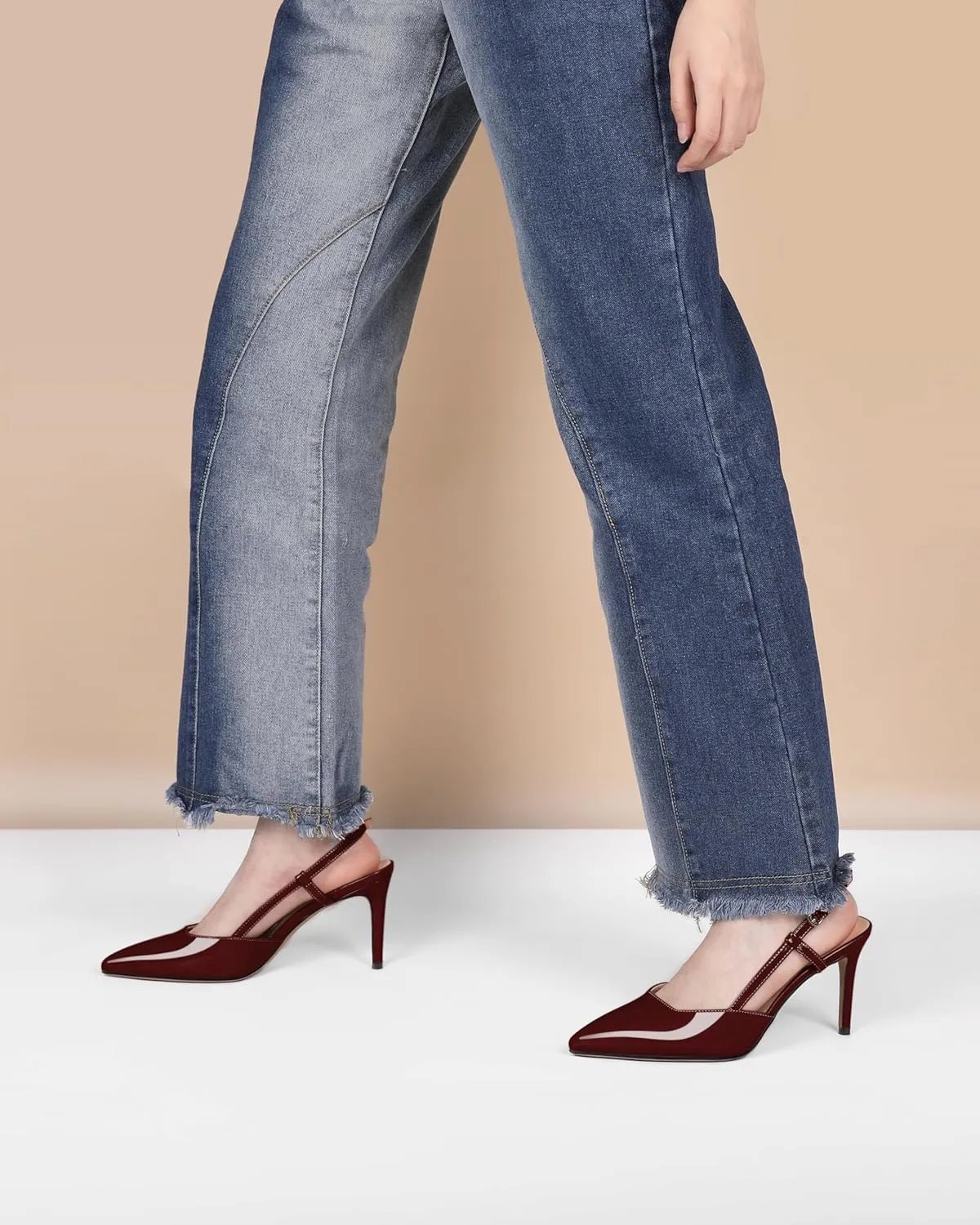 Zamikoo Slingback Heels for Women Closed Pointed Toe Women's Pumps 3.5 Inch Stiletto High Heel Wedding Party Casual Dress Shoes