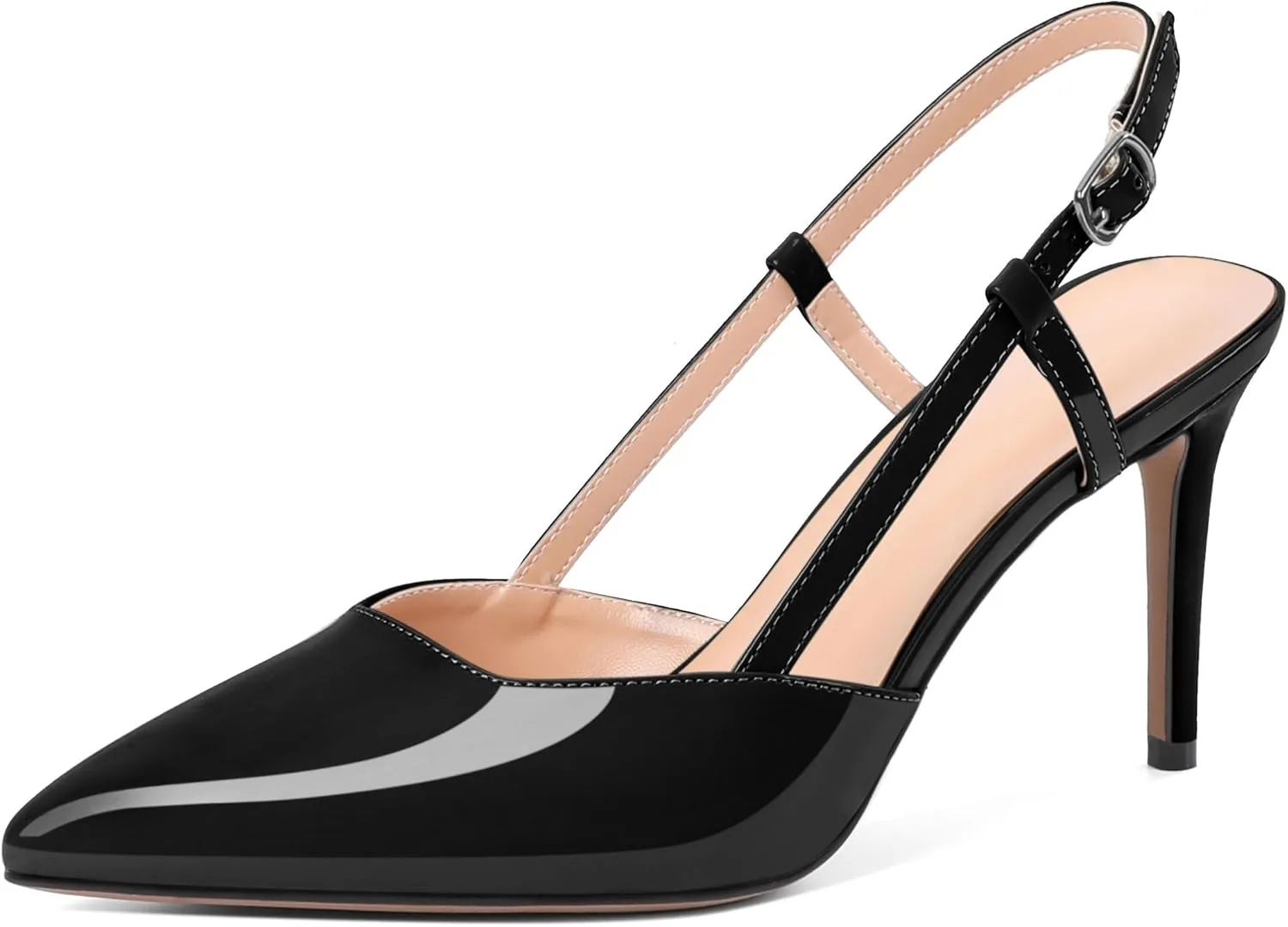 Zamikoo Slingback Heels for Women Closed Pointed Toe Women's Pumps 3.5 Inch Stiletto High Heel Wedding Party Casual Dress Shoes