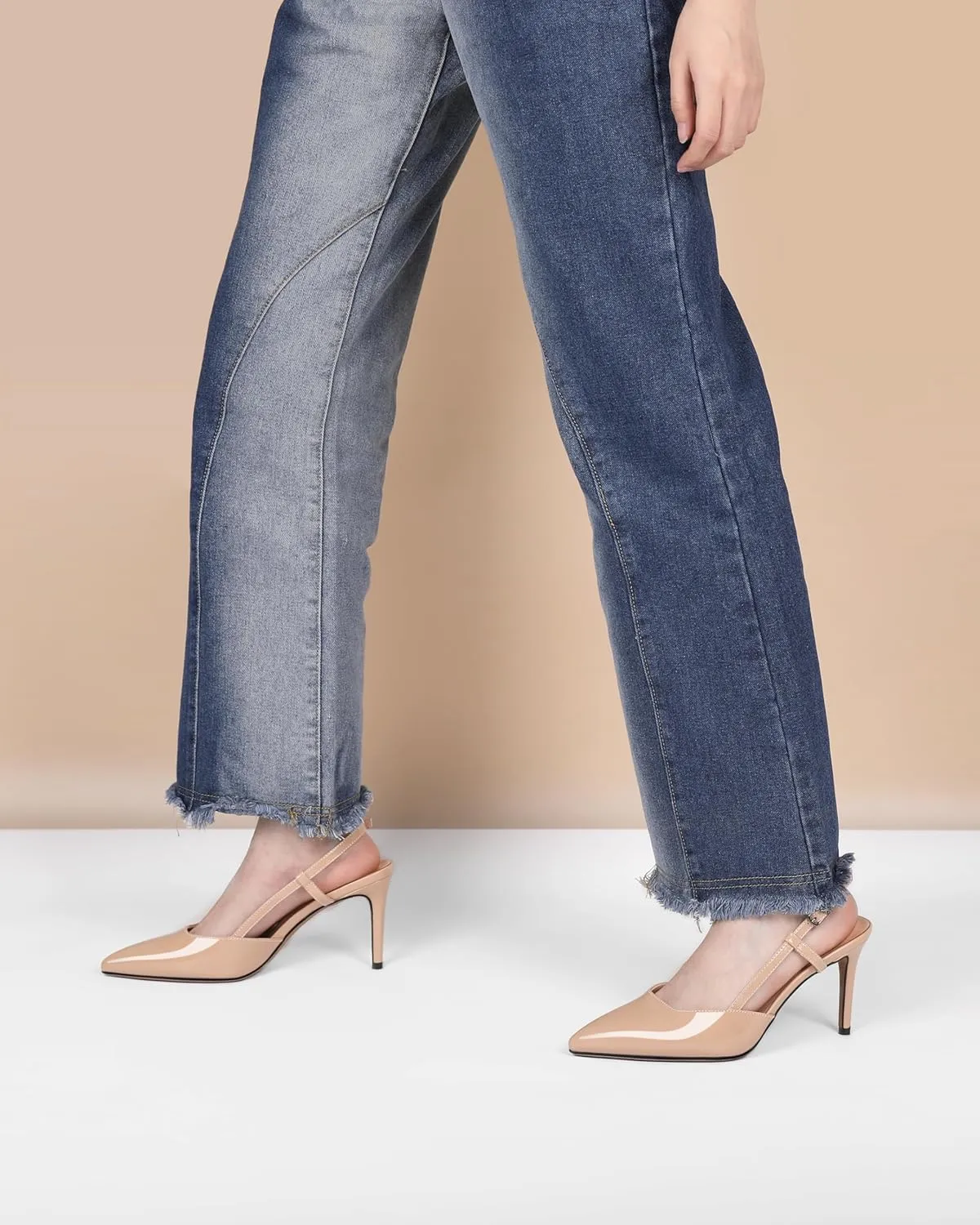 Zamikoo Slingback Heels for Women Closed Pointed Toe Women's Pumps 3.5 Inch Stiletto High Heel Wedding Party Casual Dress Shoes