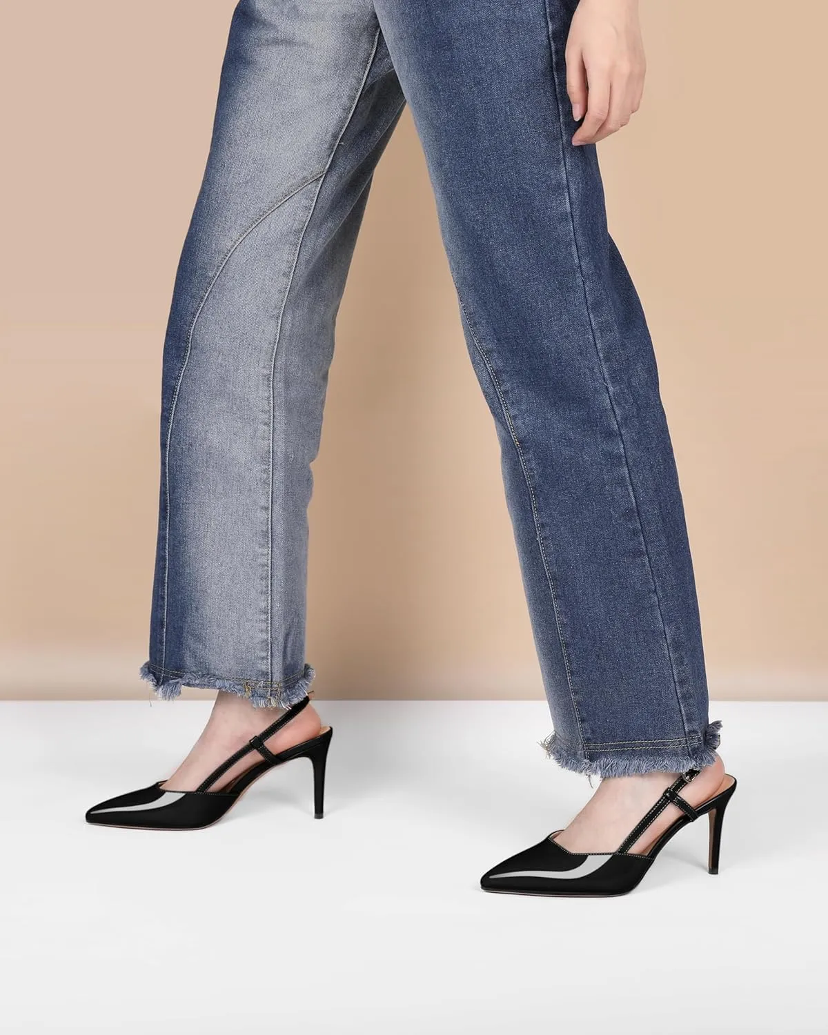 Zamikoo Slingback Heels for Women Closed Pointed Toe Women's Pumps 3.5 Inch Stiletto High Heel Wedding Party Casual Dress Shoes