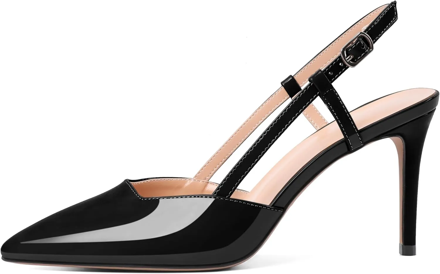 Zamikoo Slingback Heels for Women Closed Pointed Toe Women's Pumps 3.5 Inch Stiletto High Heel Wedding Party Casual Dress Shoes