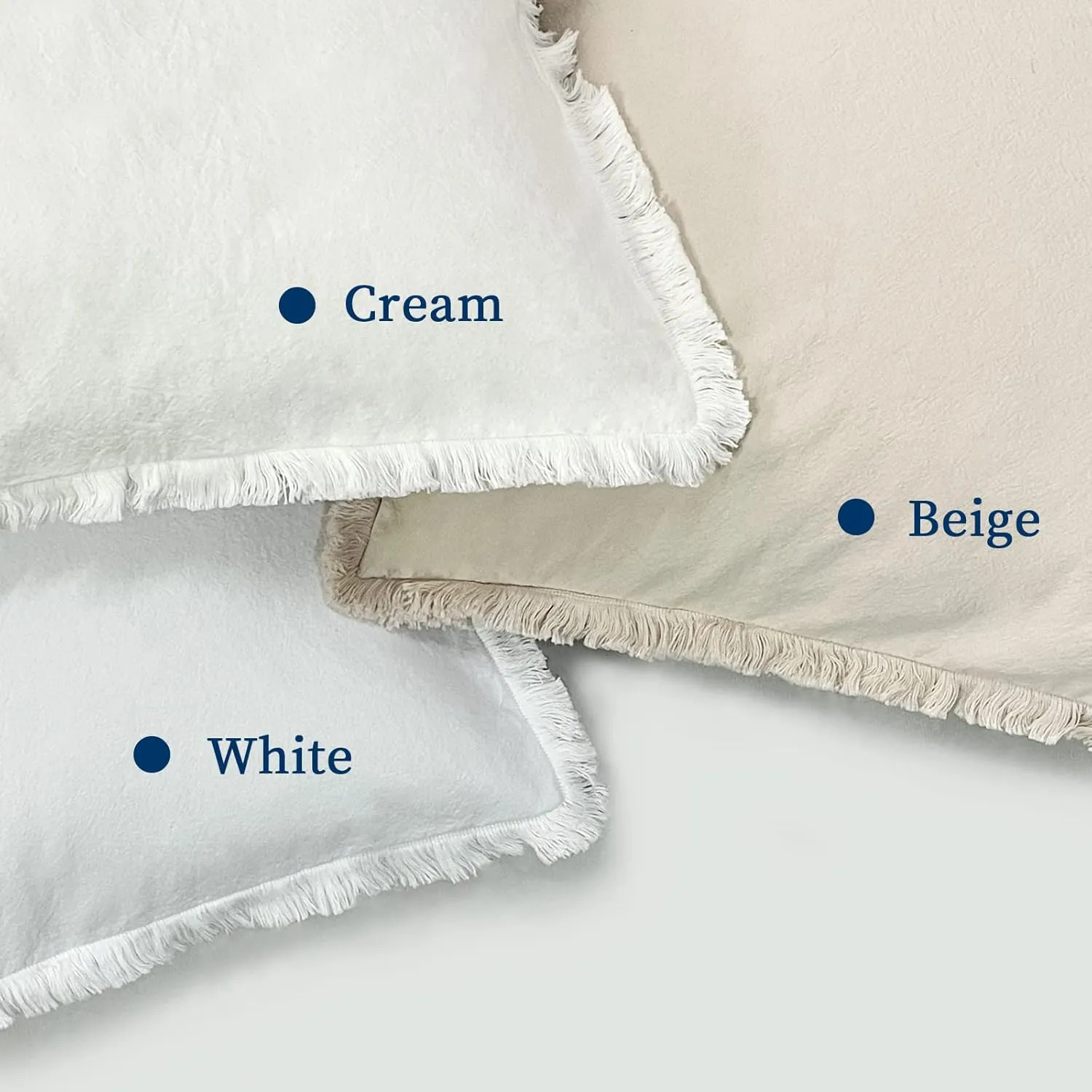 ZWJD Pillow Covers 24x24 Set of 2 Beige Throw Pillow Covers with Fringe Chic Cotton Decorative Pillows Square Cushion Covers for Sofa Couch Bed Living Room Farmhouse Boho Decor